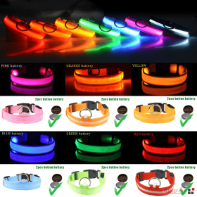 LED Adjustable Dog Collar Blinking Flashing Light Up Glow Pets Safety Waterproof (Color: Blue, size: XL)